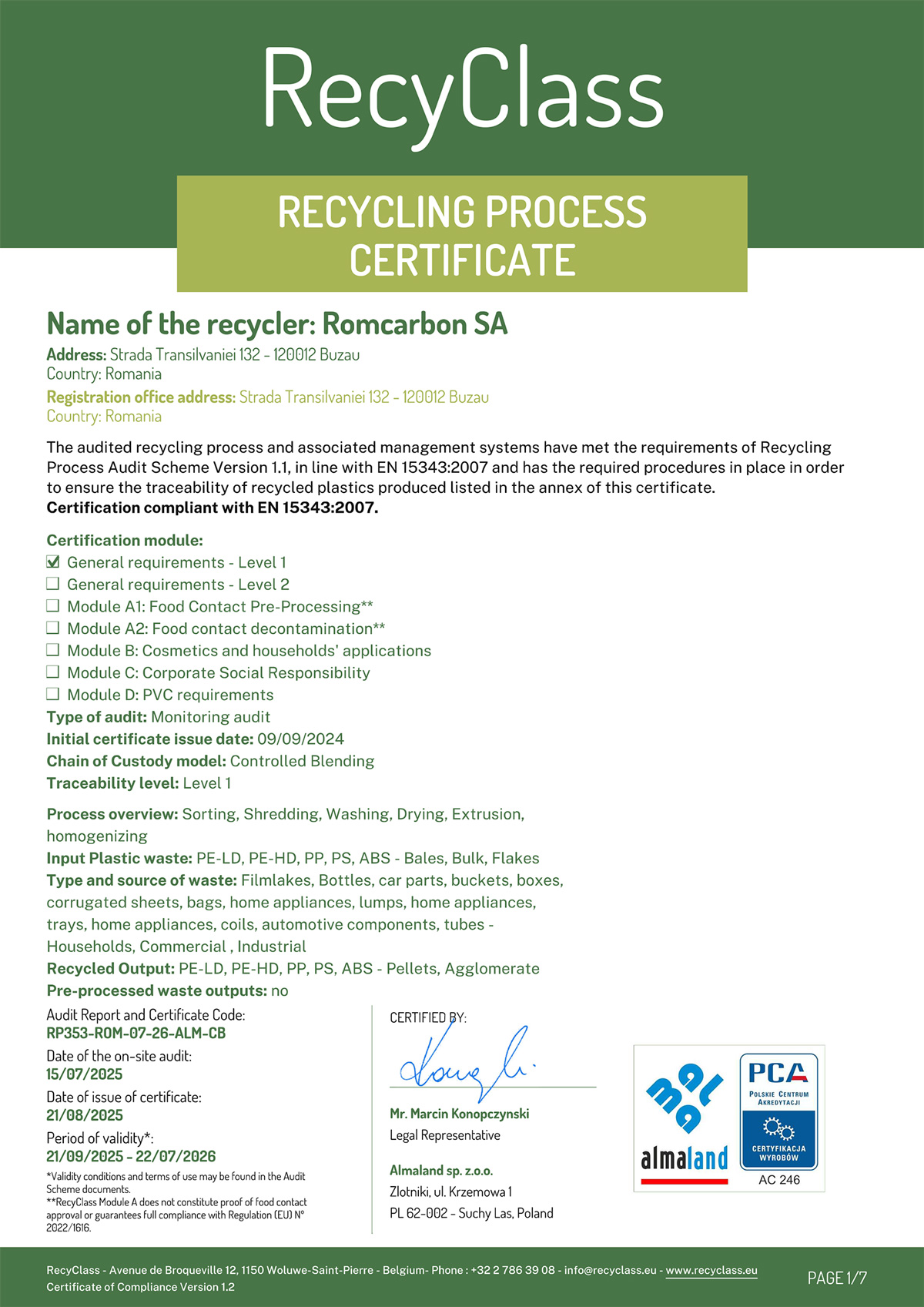 RecyClass-Certificate-Recycling-Process